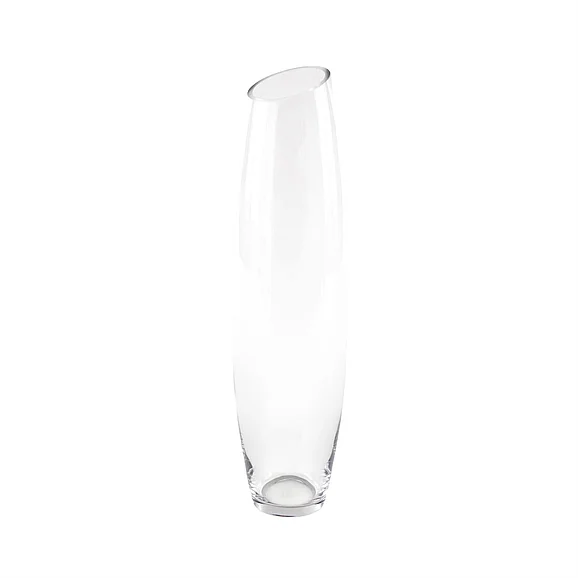 UMA Clear Glass Tall Slanted Decorative Vase, 6 x 6 x 23 | 18491