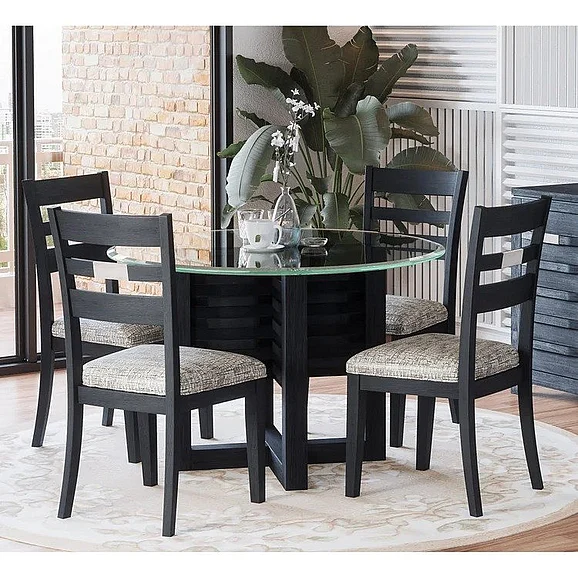 Jofran Altamonte 6pc Altamonte Glass Dining Room Set in Dark Charcoal
