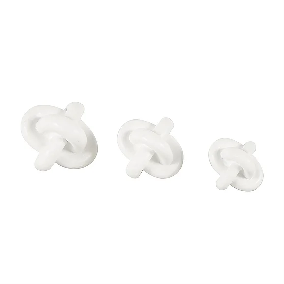 UMA CosmoLiving by Cosmopolitan White Resin Geometric Knot Inspired Decorative Sculpture, Set of 3 4, 4, 3W | 18545 CLOSEOUT