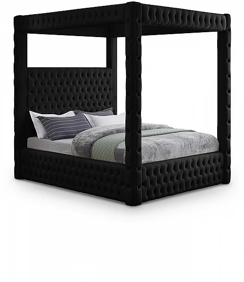 Meridian Royal Velvet King Bed in Black Velvet RoyalBlack-K