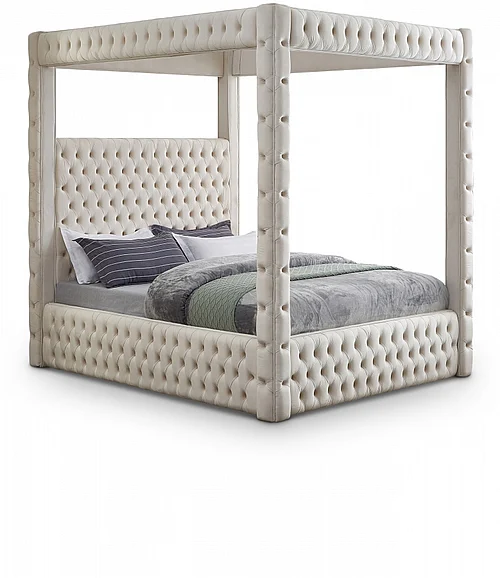 Meridian Royal Velvet Queen Bed in Beige Velvet RoyalCream-Q