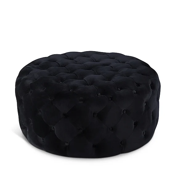 Meridian Addison Velvet Ottoman | Bench in Black Velvet 122Black