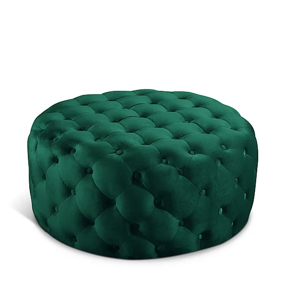 Meridian Addison Velvet Ottoman | Bench in Green Velvet 122Green