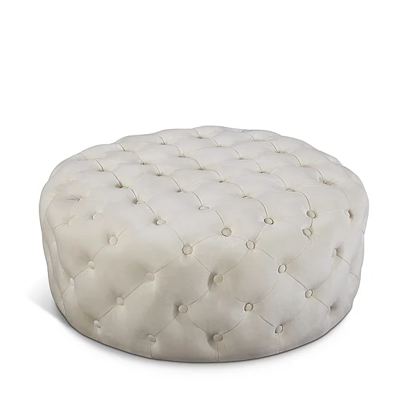 Meridian Addison Velvet Ottoman | Bench in Cream Velvet 122Cream