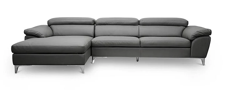 Baxton Studio Voight Modern Sectional Sofa Left Facing Chaise in Gray