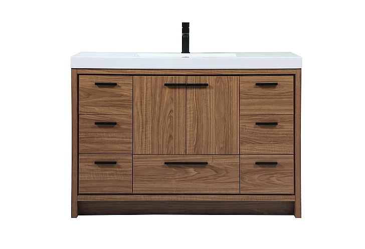 Elegant 48 In. Single Bathroom Vanity in Walnut Brown VF46048WB