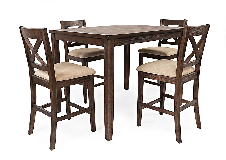 Jofran Walnut Creek 5pc Counter Dining Set in Medium Brown Walnut 1876