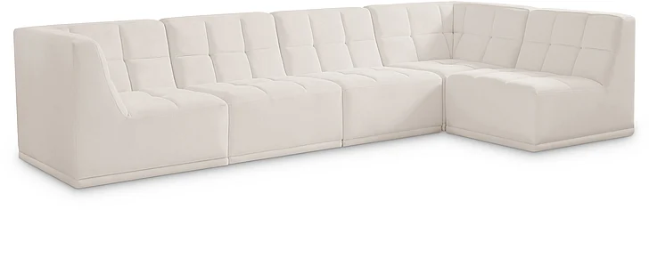 Meridian Relax Velvet Modular Sectional in Cream Velvet 650Cream-Sec5A