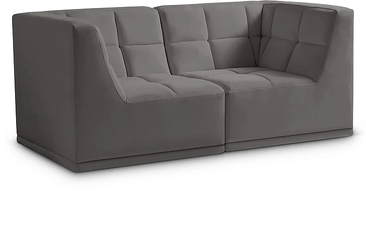 Meridian Relax Velvet Modular 68" Sofa in Grey Velvet 650Grey-S68