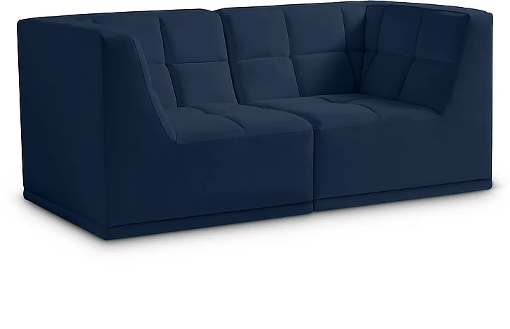Meridian Relax Velvet Modular 68" Sofa in Navy Velvet 650Navy-S68