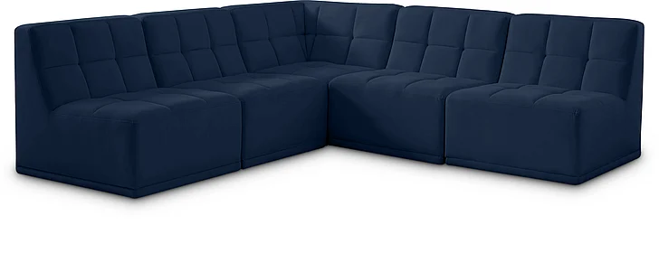 Meridian Relax Velvet Modular Sectional in Navy Velvet 650Navy-Sec5C