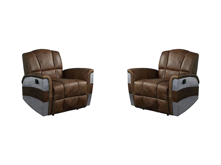 ACME Furniture Brancaster Power Recliner in Retro Brown 59718 (Set of 2)
