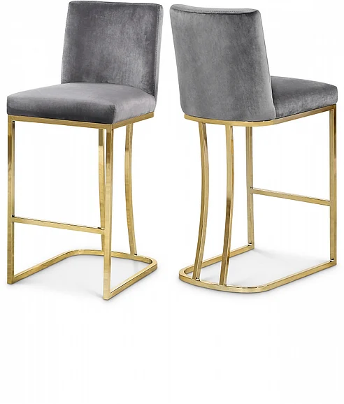 Meridian Heidi Velvet Counter Stool in Grey Velvet 777Grey-C