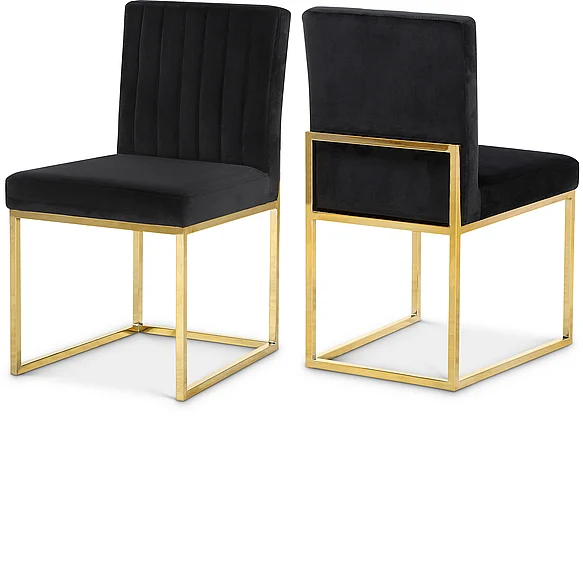 Meridian Giselle Velvet Dining Chair in Black Velvet 778Black-C