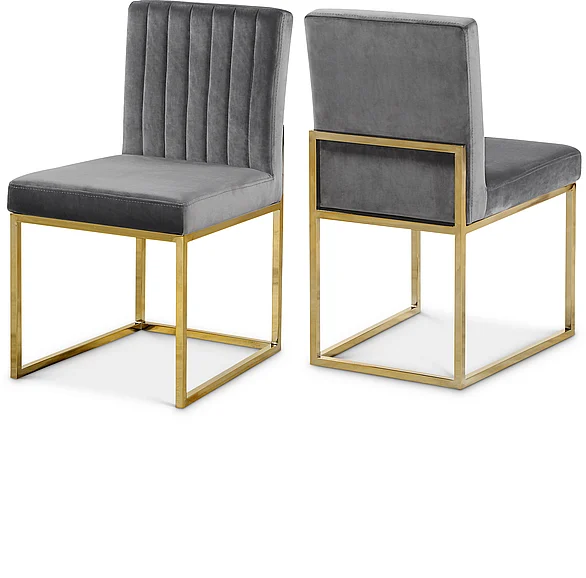 Meridian Giselle Velvet Dining Chair in Grey Velvet 778Grey-C
