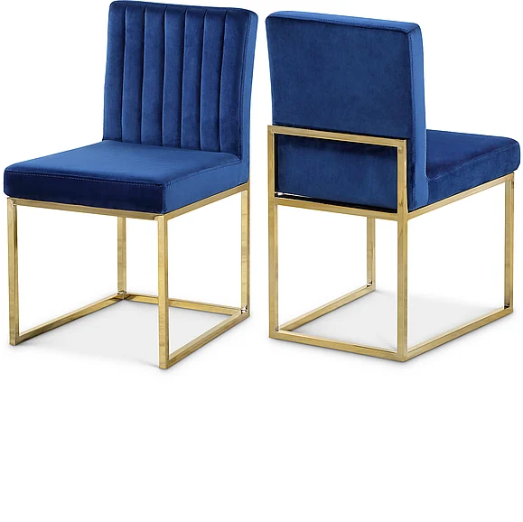 Meridian Giselle Velvet Dining Chair in Navy Velvet 778Navy-C