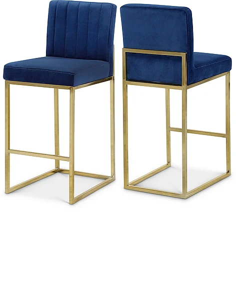 Meridian Giselle Velvet Counter Stool in Navy Velvet 781Navy-C