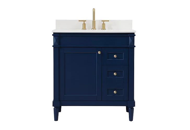 Elegant 32 In. Single Bathroom Vanity in Blue with Backsplash VF31832BL-BS