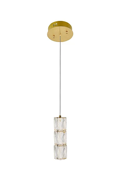 Elegant Polaris Led Light Gold Pendant Clear Royal Cut Crystal 3500D1G