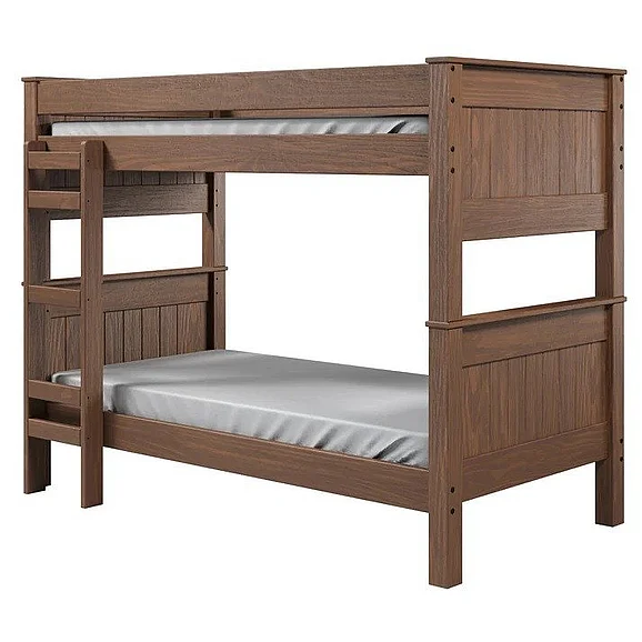 Pine Crafter Furniture Beachwood Double Twin Stackable Post Bunk Bed in Mahogay Brown 18X-Mah