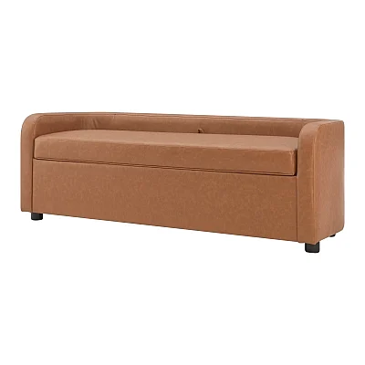 NPD Wendy KD Faux Leather Storage Bench in Vintage Cider 1900241-VCD
