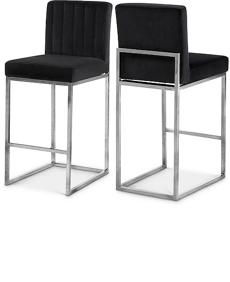 Meridian Giselle Velvet Counter Stool in Black Velvet 782Black-C