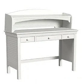 My Home Furnishings Neopolitan Two Drawer Desk with Desk Hutch in Creamy White