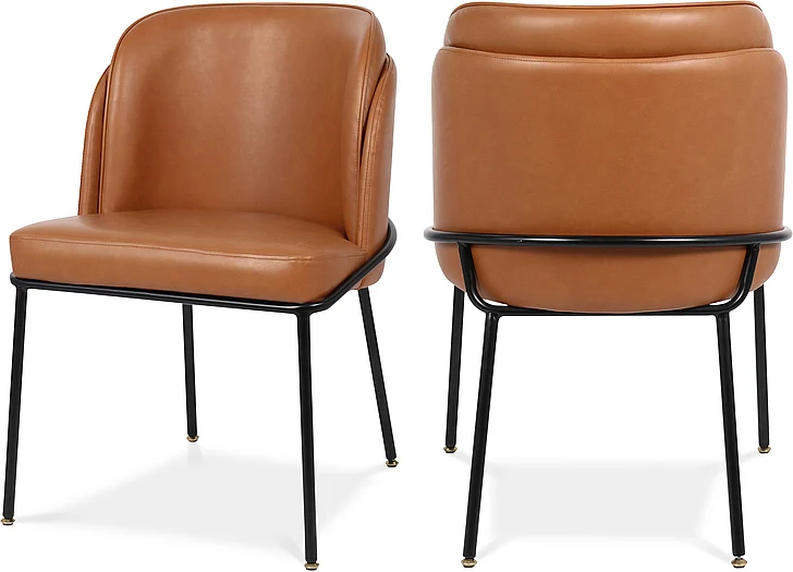 Meridian Jagger Faux Leather Dining Chair in Cognac Faux Leather 883Cognac-C