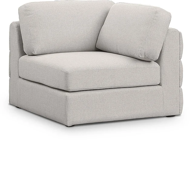 Meridian Beckham Linen Textured Modular Corner Chair in Beige Durable Linen Textured Fabric 681Beige-Corner