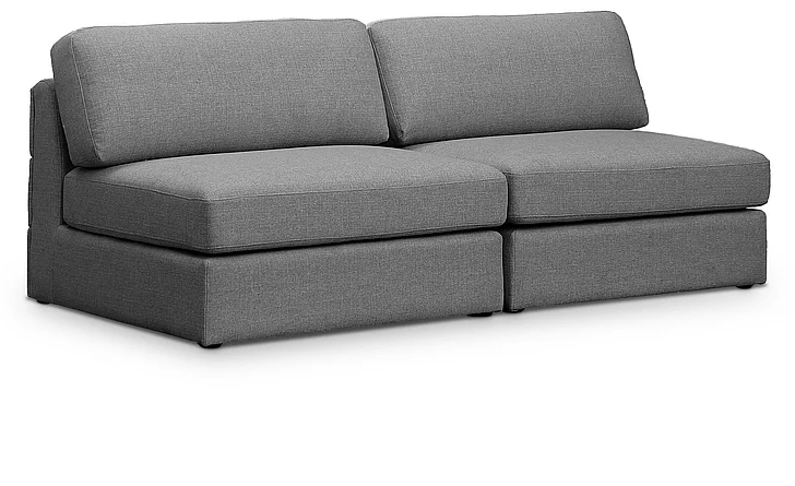 Meridian Beckham Linen Textured Modular 76" Sofa in Grey Durable Linen Textured Fabric 681Grey-S76B
