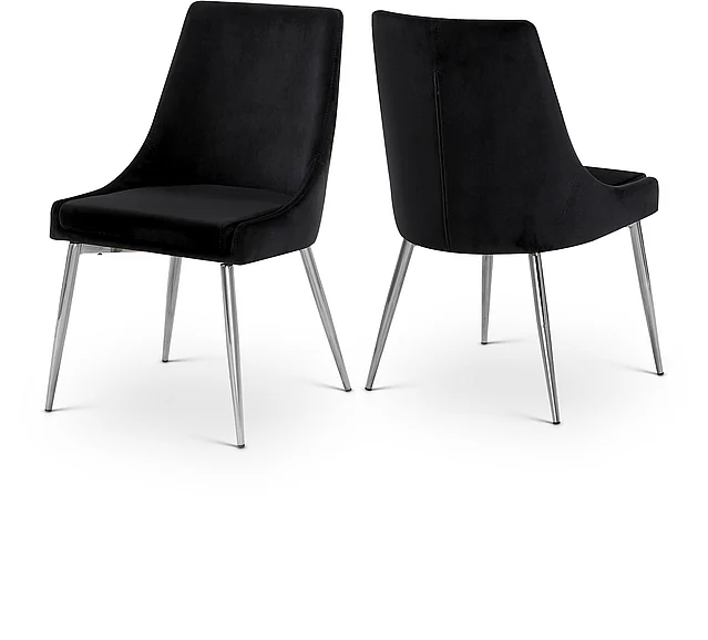 Meridian Karina Velvet Dining Chair in Black Velvet 784Black-C