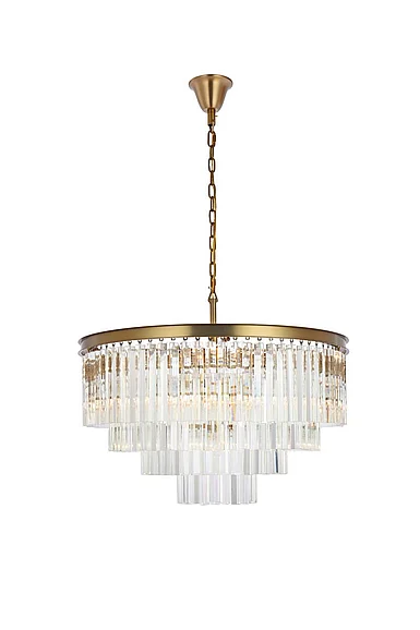 Elegant Sydney 32 In. Round Crystal Chandelier in Satin Gold 1201D32SG/RC