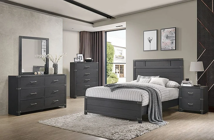 Emma Mason Signature Nordic Hue 4pc Panel Bedroom Set in Black