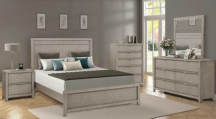 Emma Mason Signature Prism Casa 4pc Panel Bedroom Set in Taupe