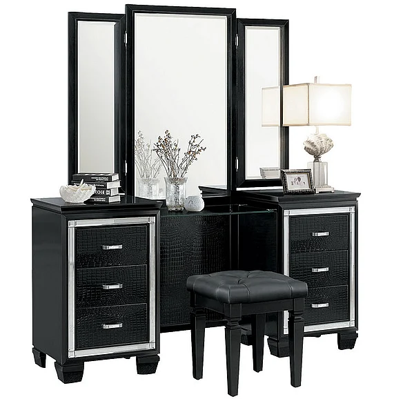 Homelegance Allura Dressing Table with Mirror 1916BK-15*
