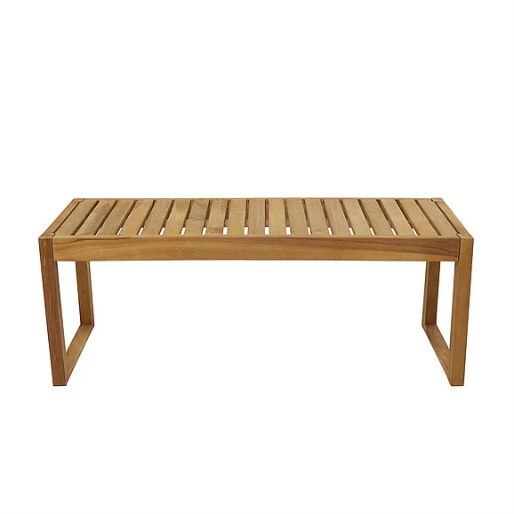 UMA Brown Teak Wood Slatted Outdoor Coffee Table, 47" x 19" x 17" | 19195