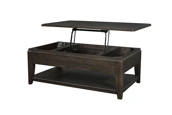 Emma Mason Signature Saddle Ridge Lane Cocktail Table w/ Lift Top & Casters in Elm