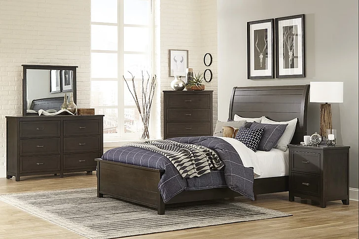 Homelegance Hebron 4pc Sleigh Bedroom Set in Dark Cherry