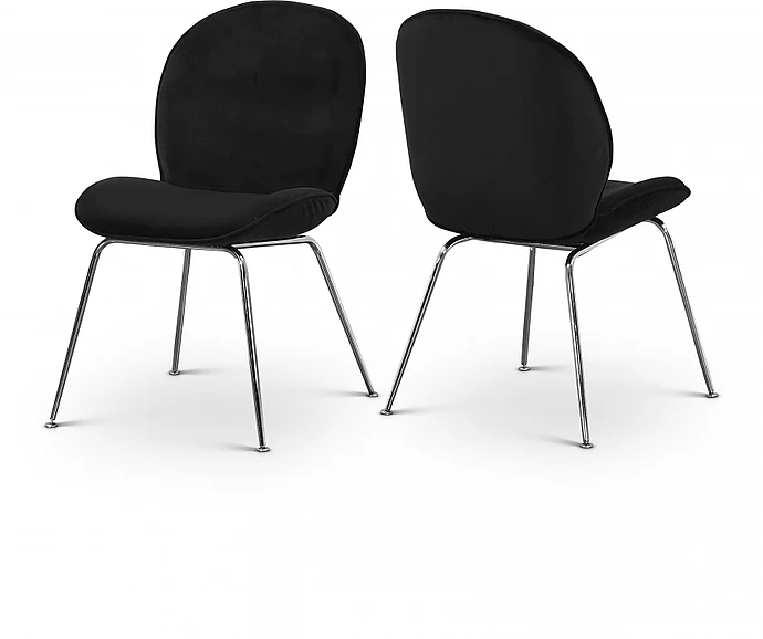 Meridian Paris Velvet Dining Chair in Black Velvet 786Black-C