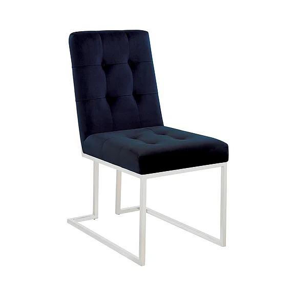 Coaster Upholstered Dining Chairs in Ink Blue and Chrome (Set of 2) 192494