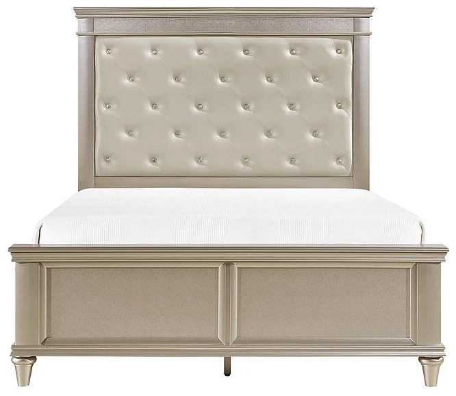 Homelegance Celandine King Panel Bed in Pearl/Silver 1928K-1EK*