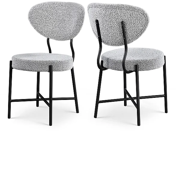 Meridian Allure Boucle Fabric Dining Chair in Grey Boucle Fabric 579Grey-C