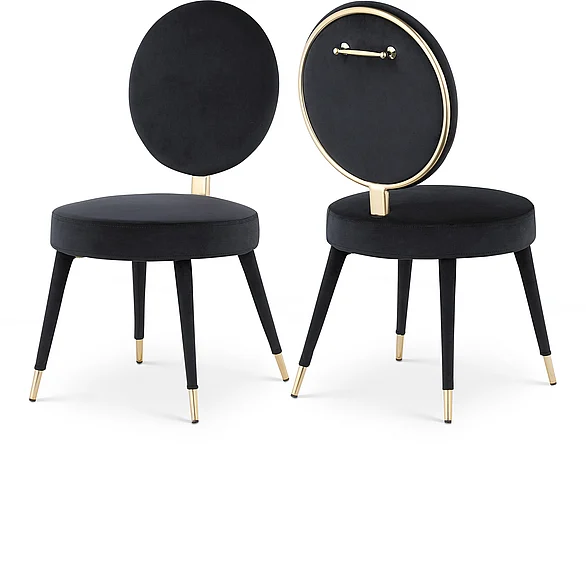 Meridian Brandy Dining Chair in Black Velvet 580Black-C