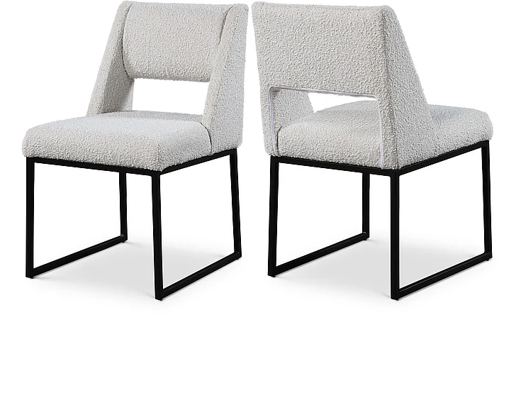 Meridian Jayce Boucle Fabric Dining Chair in Cream Boucle Fabric 839Cream-C