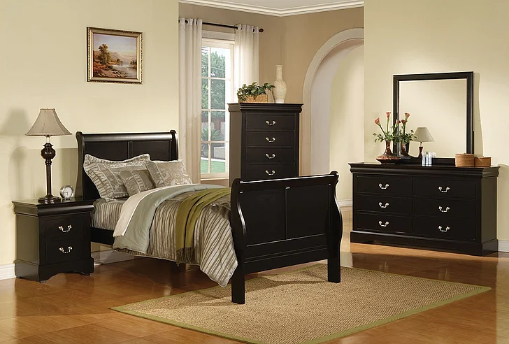 Acme Louis Phillipe III Sleigh Kids Bedroom Set in Black