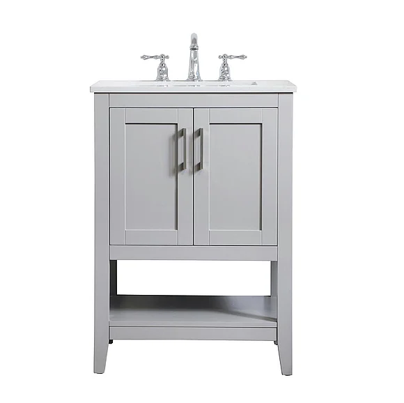 Elegant 24 In. Single Bathroom Vanity in Grey VF16024GR