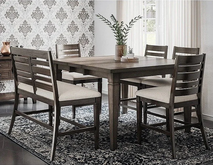 Jofran Lincoln Square 6pc Extension Counter Table Set in Dark Espresso
