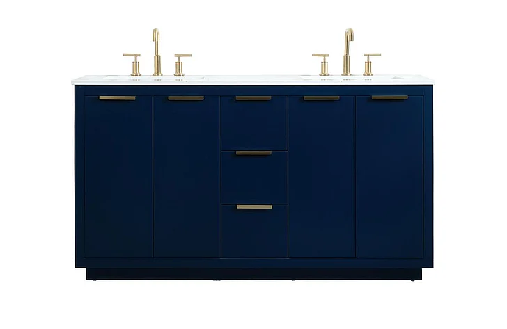 Elegant 60 In. Double Bathroom Vanity in Blue VF19460DBL CLOSEOUT
