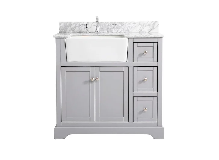 Elegant 36 In. Single Bathroom Vanity in Grey with Backsplash VF60236GR-BS
