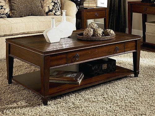 Hammary Sunset Valley Single-Drawer Rectangular Cocktail Table in Brown 197-910